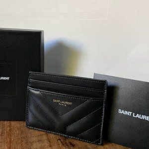 Brand New: JOAN CARD CASE IN QUILTED LEATHER YSL